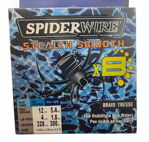 Spiderwire Stealth Smooth 8 New 2020, 300 m, Blue Camo, 8 Fili Intrecciati con Micro Rivestimento